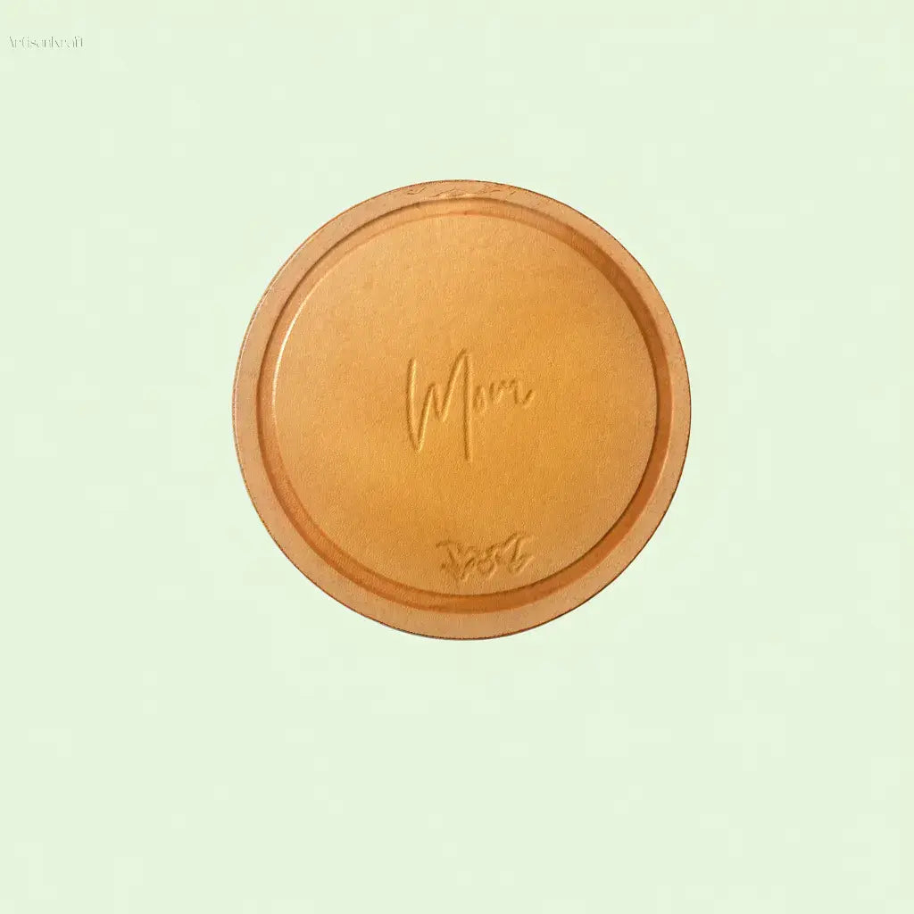 Handcrafted personalized leather coaster with embossing
