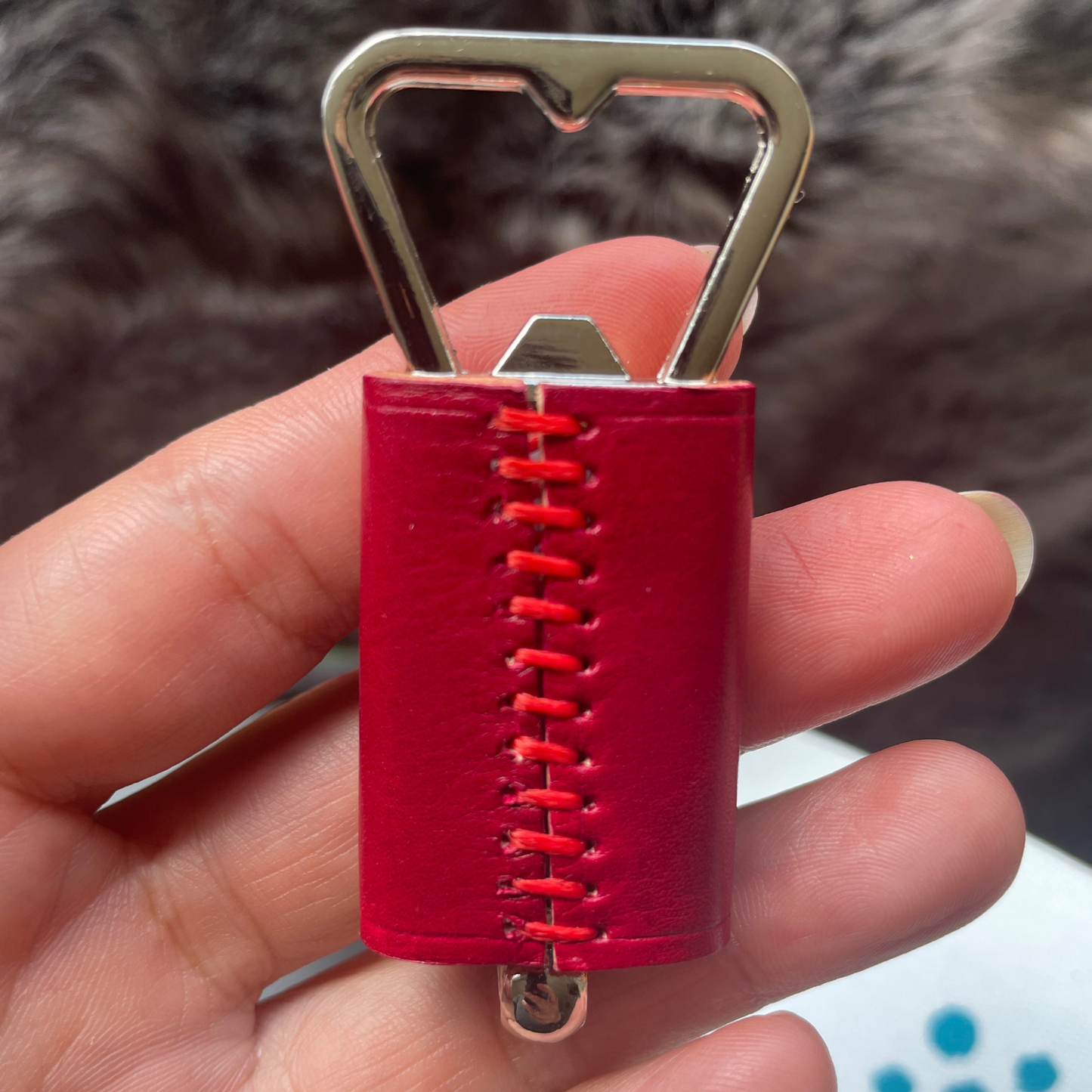 Custom leather bottle opener with personalised engraving for weddings or gifts