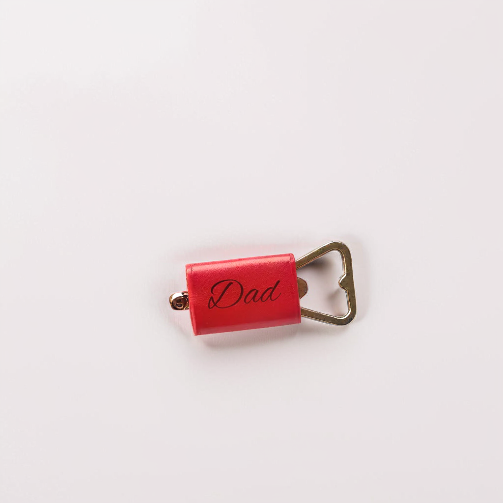 Custom leather bottle opener with personalised engraving for weddings or gifts