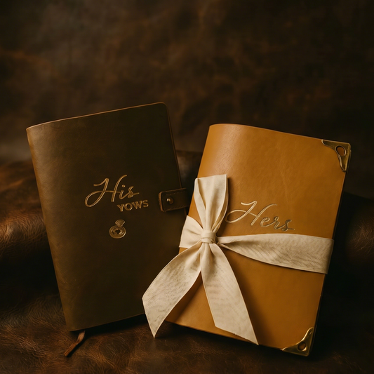 His & Hers Leather Vow Books Set – Personalized Wedding Vow Journals for Couples Artisankraftstudio